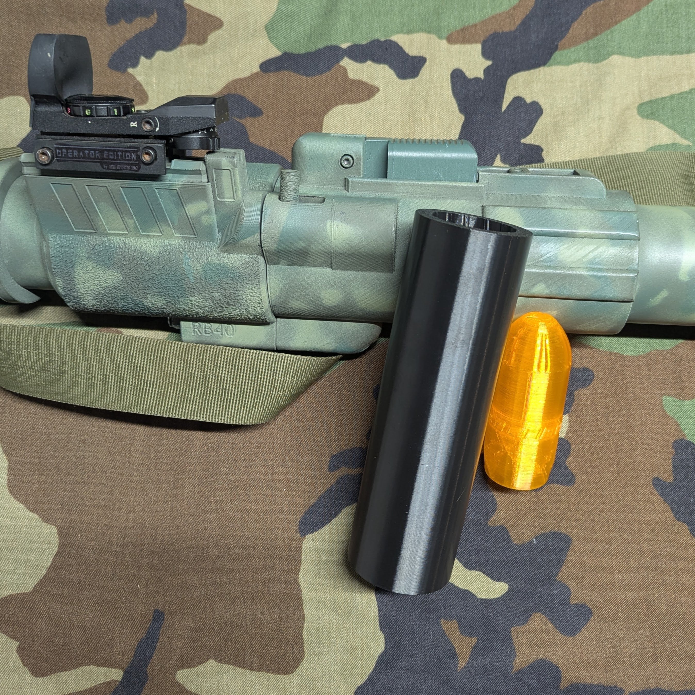 Airsoft RB40 MK3 Launcher, Taginn Projectile Adapter, Sizable Designs