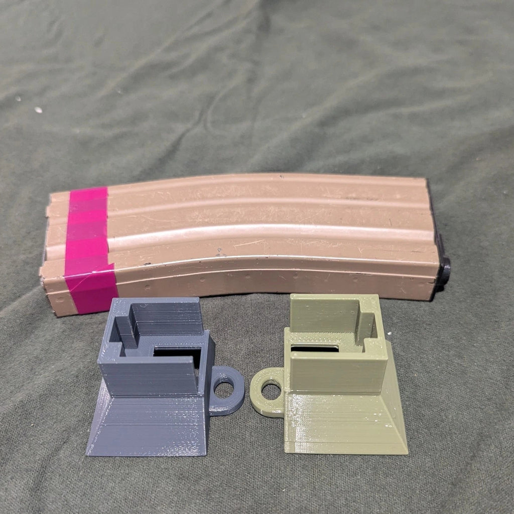 Airsoft AEG High-Cap Loader, 2 Pack, BB Funnel, Airsoft M4 Style Magazine, Green, Grey