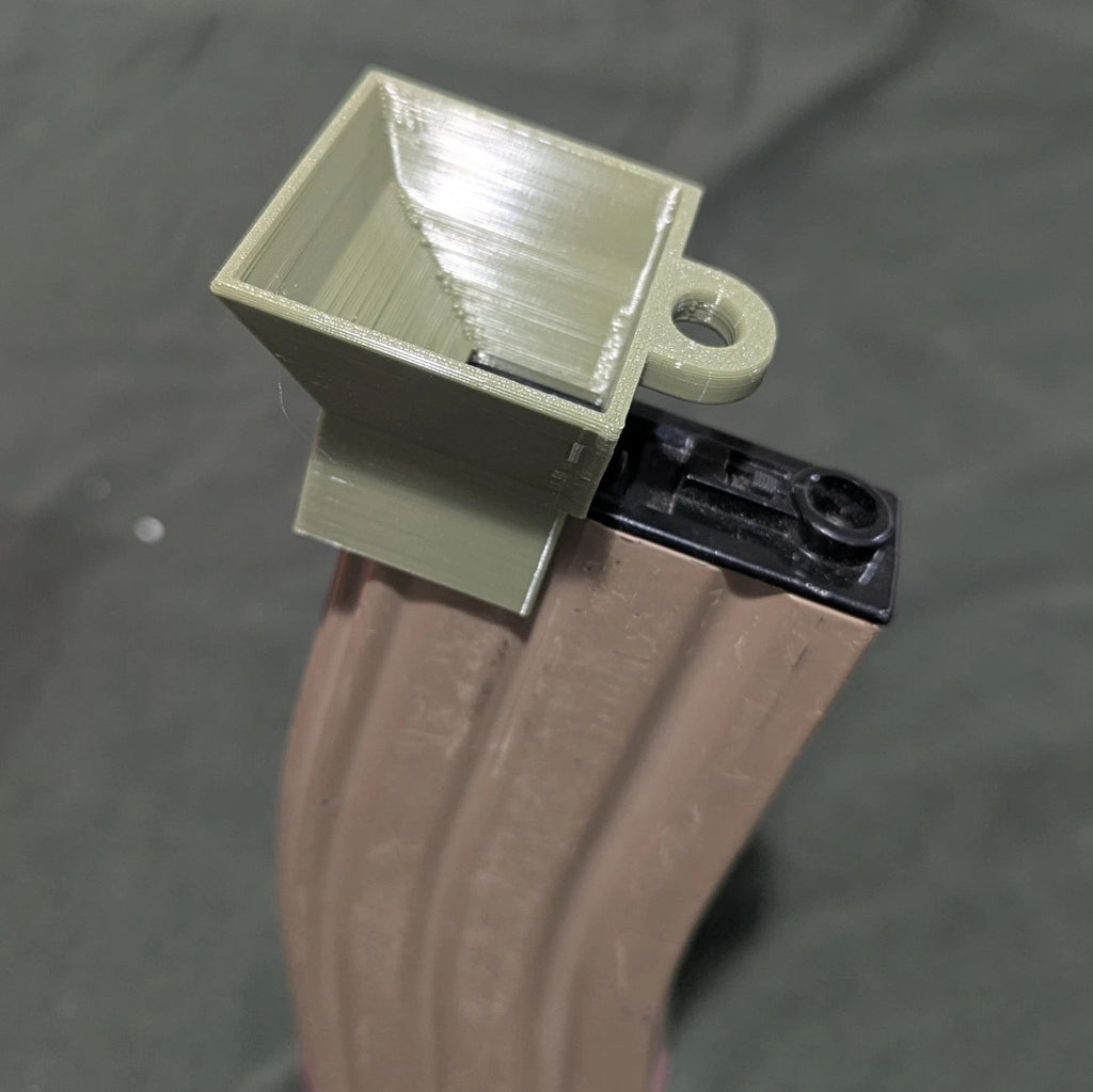 Airsoft AEG High-Cap Loader, 2 Pack, BB Funnel, Airsoft M4 Style Magazine, Green, Grey